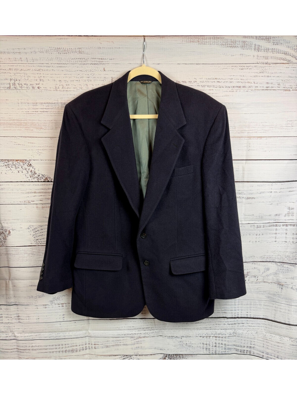 ROUNDTREE & YORKE blue gray undertone 100% camel hair mens jacket blazer 42R